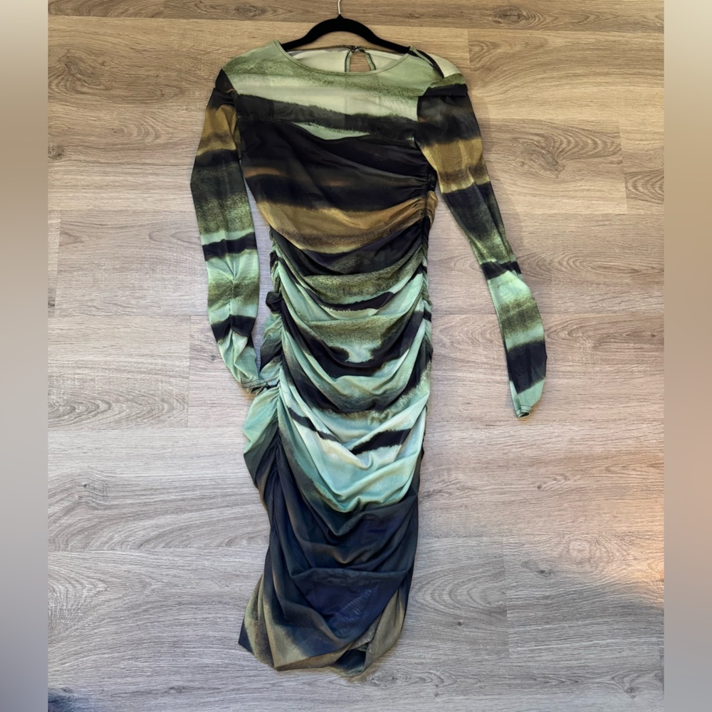 Green multicolor Anthropologie midi dress